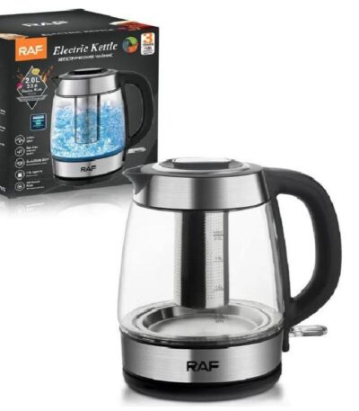 غلاية زجاج كهربائية 1.7 لتر من RAF – بفلتر وشكل أنيق – 2200 وات