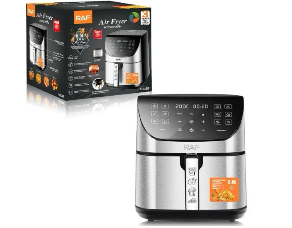 قلاية هوائية ديجيتال Wi-Fi 8 لتر – ماركة RAF – قدرة 1700 وات – شاشة لمس – تقنية بدون زيت
