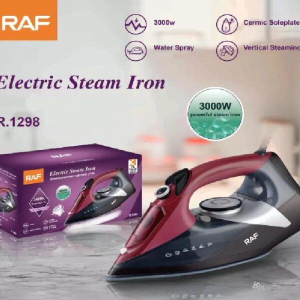 مكواة بخار 3000 وات – ماركة RAF – موديل 1298 – كي الملابس بسهولة وسرعة