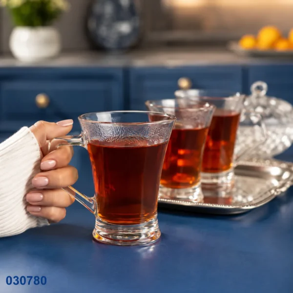 مج أزور سادة صغير 55513 تركي | كوب زجاج شفاف للشاي 120 مل