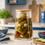 071593 | برطمان دابل جلاس مخروطي بغطاء خشب FYG-950 زجاج تركي لحفظ الأغذية