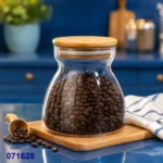 برطمان كورة دابل جلاس غطاء خشب وسط T-2 الحاجة | برطمان زجاج للتخزين
