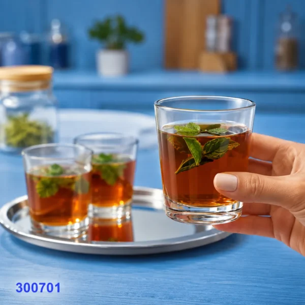 طقم أكواب شاي ألنبيا سادة 52435 تركي | طقم أكواب شاي زجاج 6 قطع