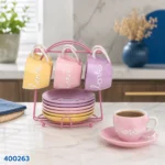 طقم فناجين Love بأطباق وحامل وردي | بيت الحاجة - Image 2