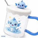 مج زجاج ديزني Stitch بغطاء سيليكون ومعلقة كود 182 | بيت الحاجة - Image 3