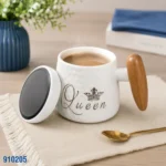 مج خزف بغطاء مرايا ومقبض خشبي كود 910205 | بيت الحاجة