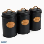 ⁦طقم علب توابل معدن 3 قطعة يد جلد كود 910227 | بيت الحاجة⁩ - الصورة ⁦2⁩