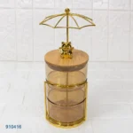 ⁦تمارة زجاج 3 دور عسلي بحامل معدن | بيت الحاجة⁩ - الصورة ⁦2⁩