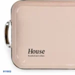 ⁦صينية تقديم مستطيلة كبيرة House وردي بمقابض فضي | بيت الحاجة⁩ - الصورة ⁦2⁩