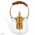 ⁦براد شاي زجاج بفلتر وغطاء ذهبي | بيت الحاجة⁩ - الصورة ⁦2⁩