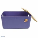 ⁦صندوق تخزين كبير بغطاء ويدين وديكور دب | بيت الحاجة⁩ - الصورة ⁦2⁩
