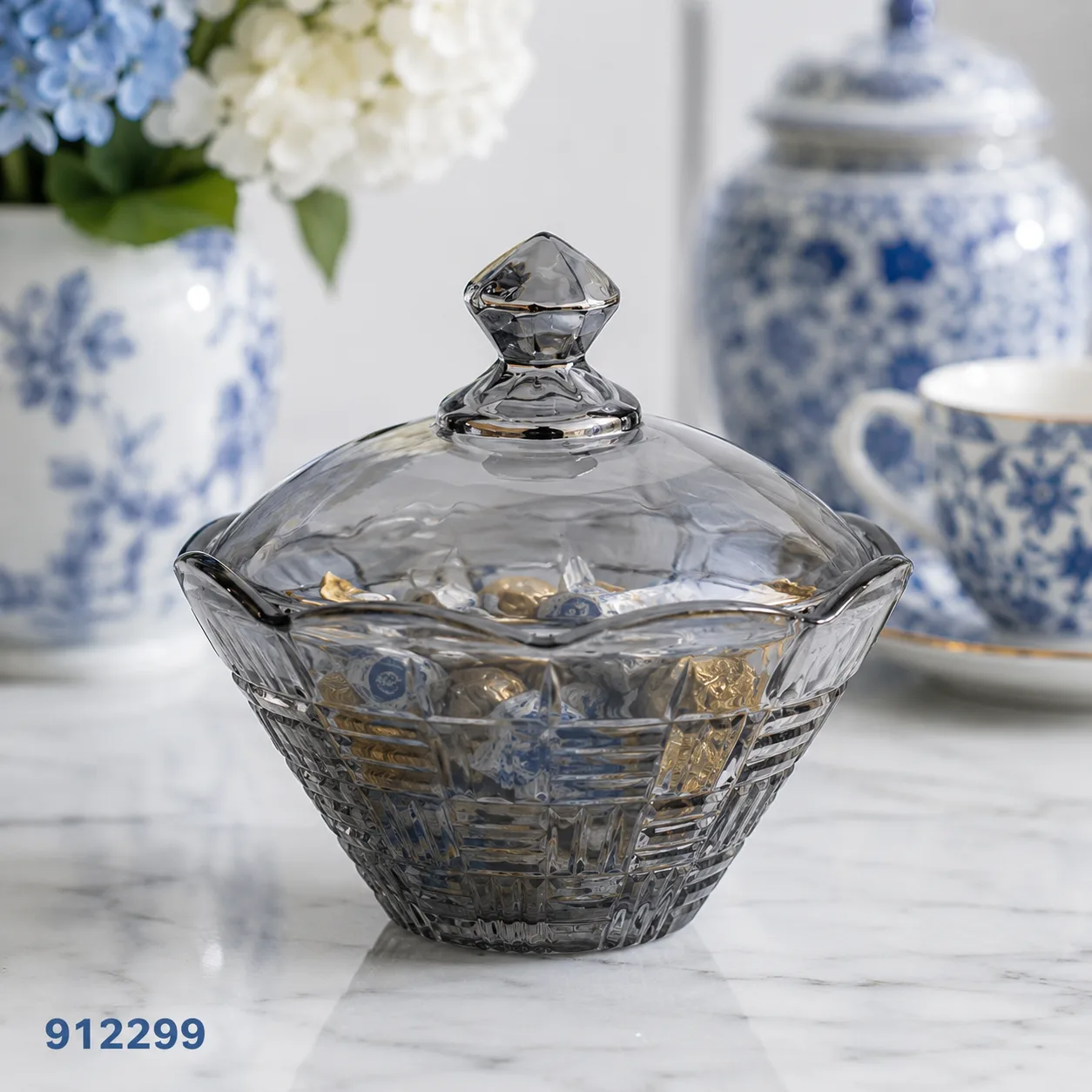 912299_2 بونبونيرة زجاج مدخن بغطاء | بيت الحاجة - الصورة 1