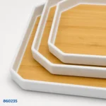 ⁦صنية ميلامين 3 ق لوكس خشبى 2646-6 | بيت الحاجة⁩ - الصورة ⁦2⁩