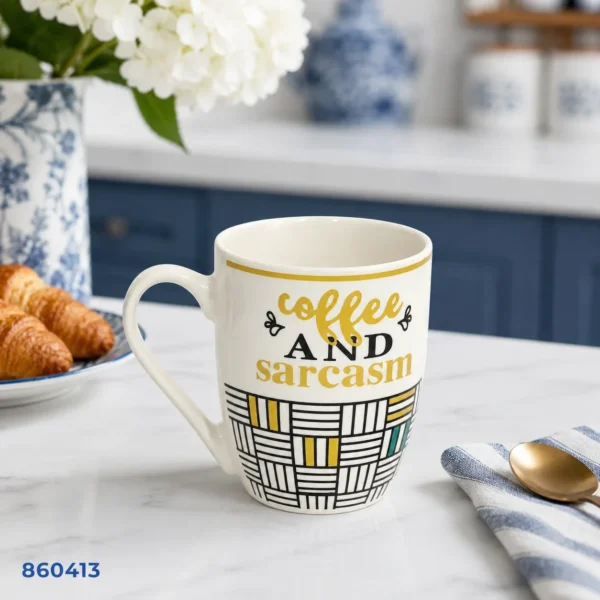 مج سيراميك بطباعة Coffee and Sarcasm | بيت الحاجة