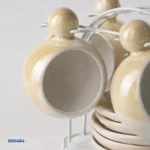 ⁦طقم 6 مجات وصحون بحامل معدني | بيت الحاجة⁩ - الصورة ⁦3⁩
